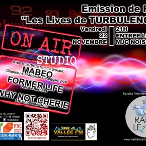 Enregistrement des "Lives de Turbulences", vendredi 22 novembre 21h Enregistrement des "Lives de Turbulences", vendredi 22 novembre 21h
